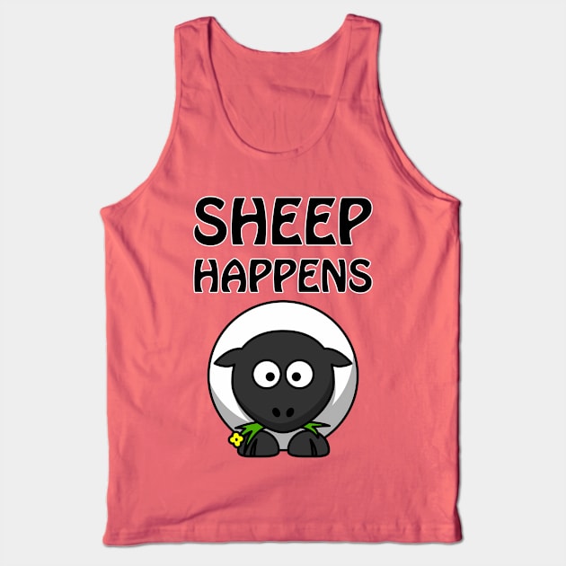 Sheep happens - cute and funny pun Tank Top by punderful_day